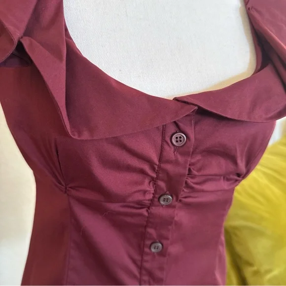Vintage Prada 2009 Women’s Blouse Deep Burgundy Quiet Luxury Minimalist Sz 2 4 - Picture 4 of 12